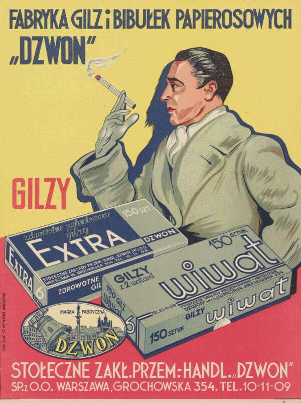 reklama Fabryka Gilz i Bibułek Papierosowych "Dzwon" - Gilzy