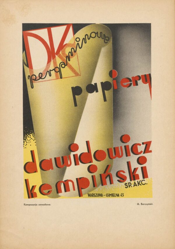reklama Pergaminowe papiery. Dawidowicz - Kempiński [1933]