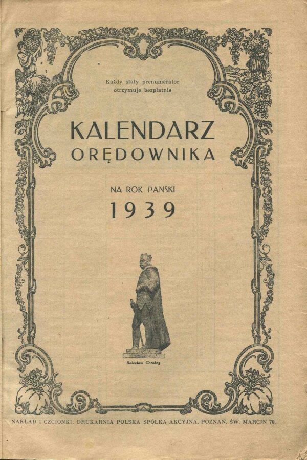 Kalendarz Orędownika na rok pański 1939