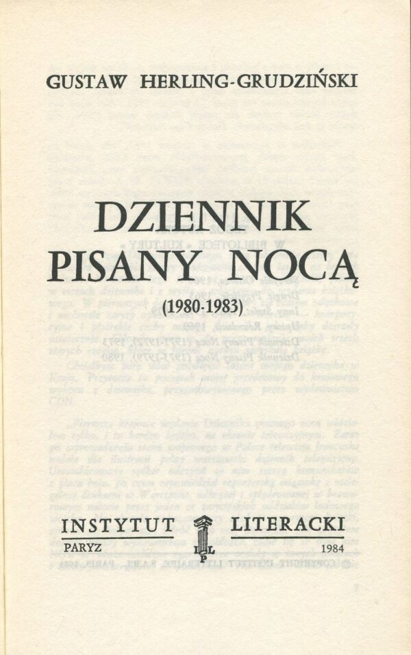 Dziennik pisany nocą (1980-1983)