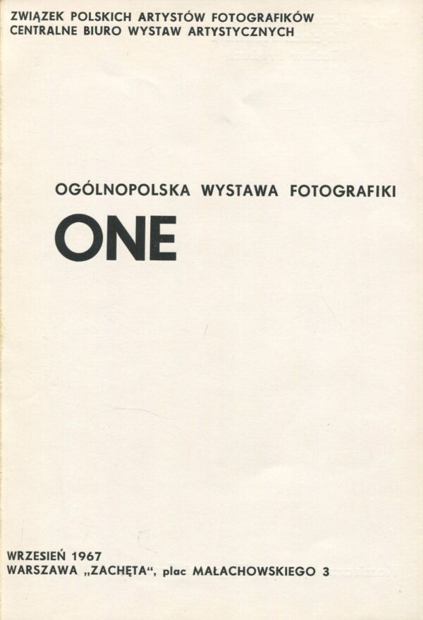 One. Ogólnopolska Wystawa Fotografiki. Katalog