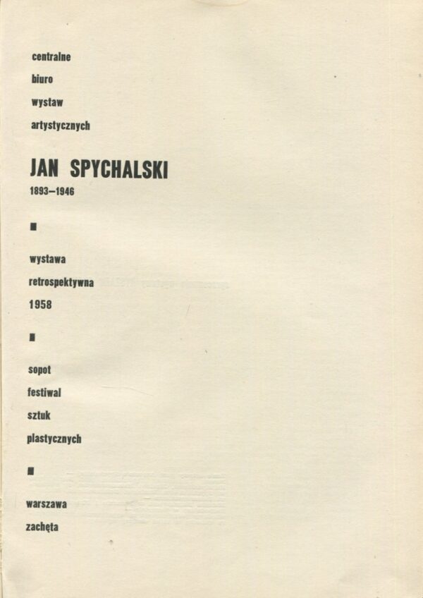 Jan Spychalski 1893-1946. Wystawa retrospektywna. Katalog