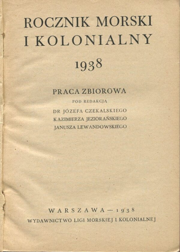 Rocznik Morski i Kolonialny 1938