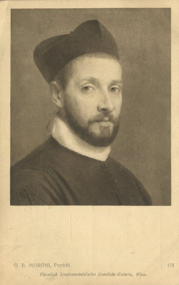 [pocztówka] Autoportret G. B. Moroniego. Karta z korespondencją Jerzego Smoleńskiego do Marii Babireckiej